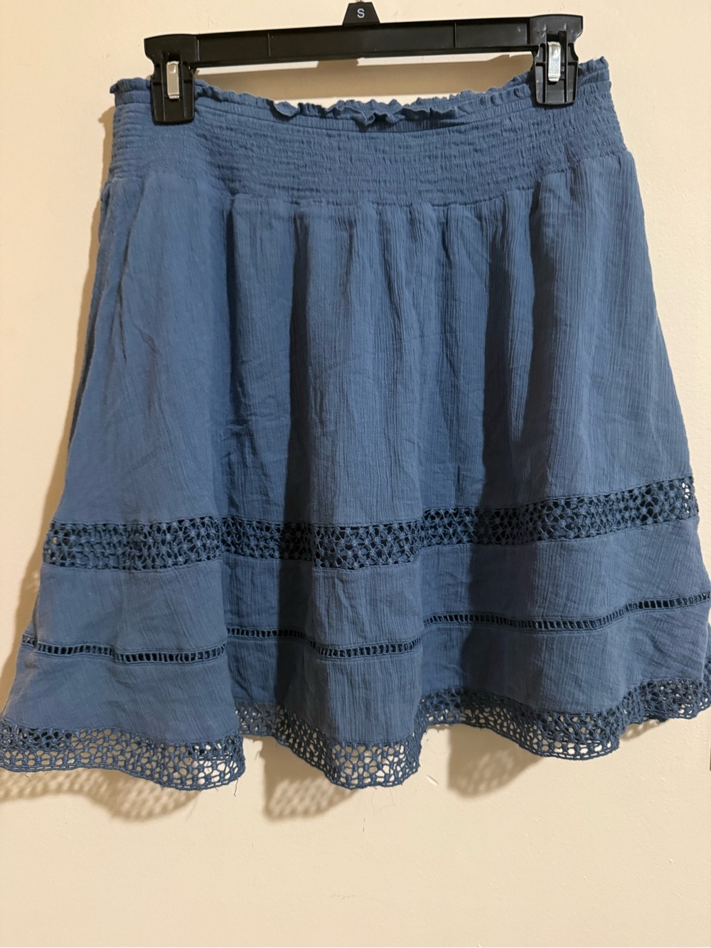 Old Navy Blue Crochet-Trim Skater Skirt